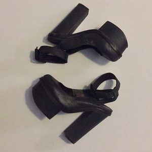 tba Leather Block Heel Platform Ankle Strap 6